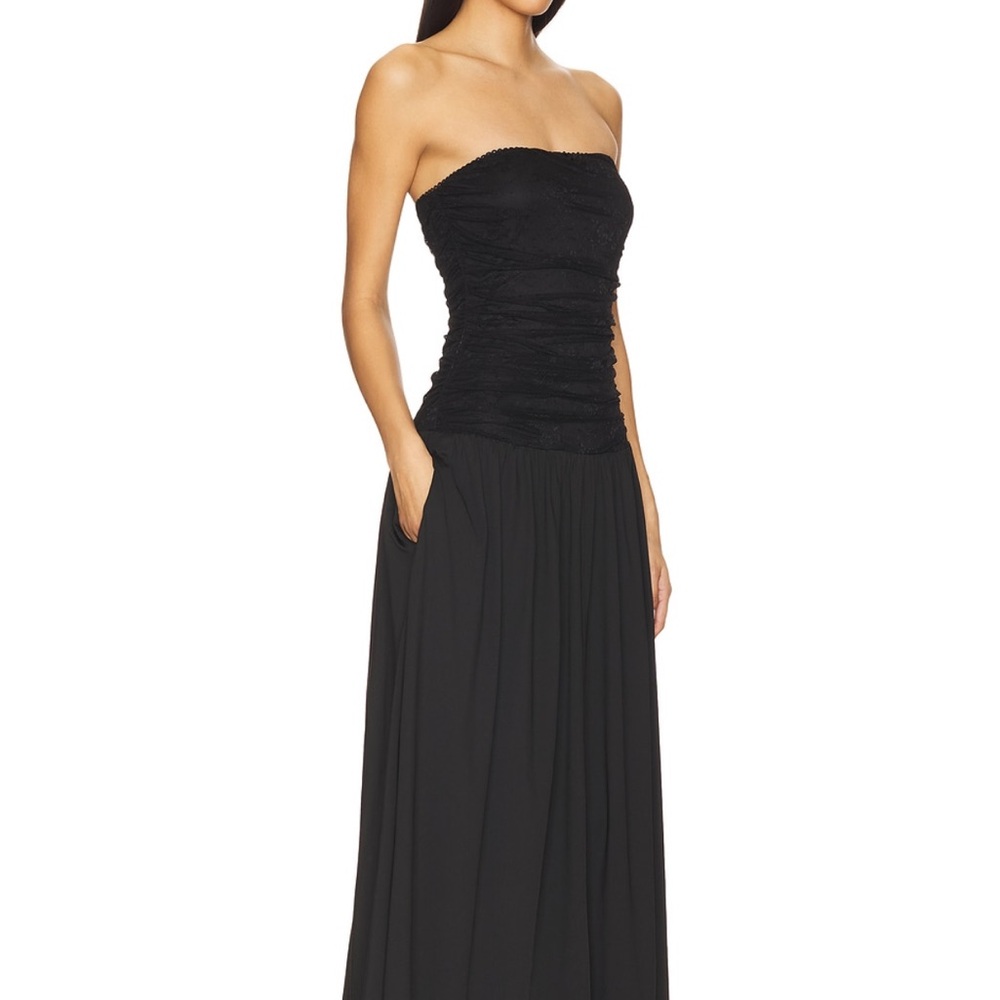REVOLVE Black Strapless Midi Dress